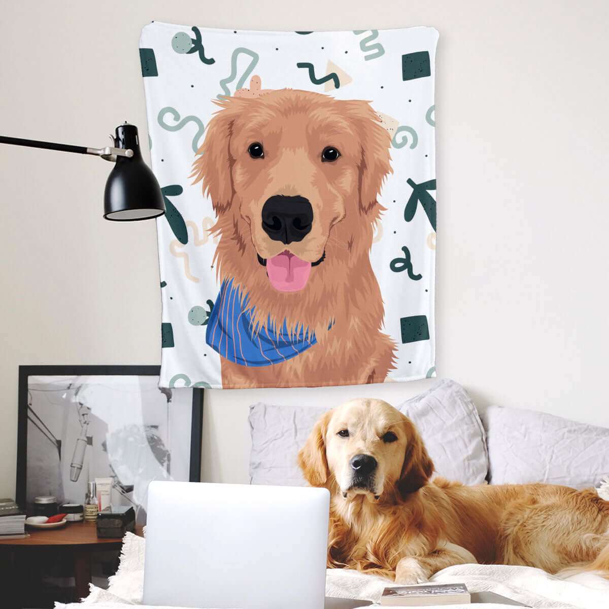 Custom Pet Blanket - Photo Drawing - Luxtopaz