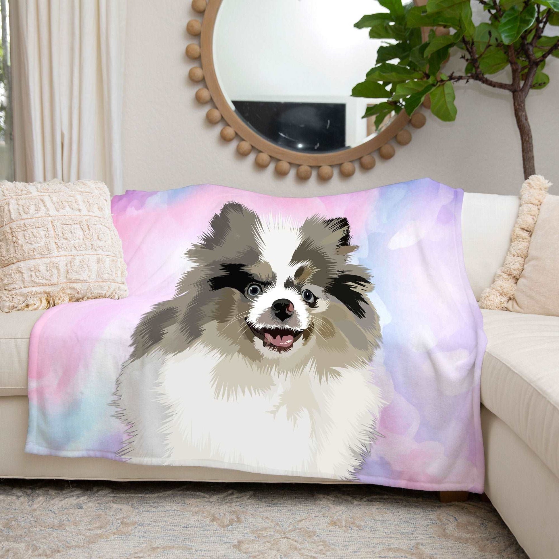 Custom Pet Blanket - Photo Drawing - Luxtopaz