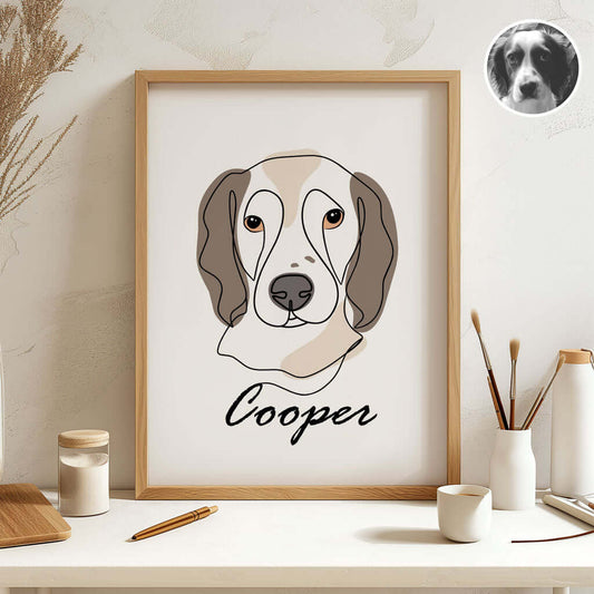 Minimalist Dog Line Drawing Portrait - Luxtopaz