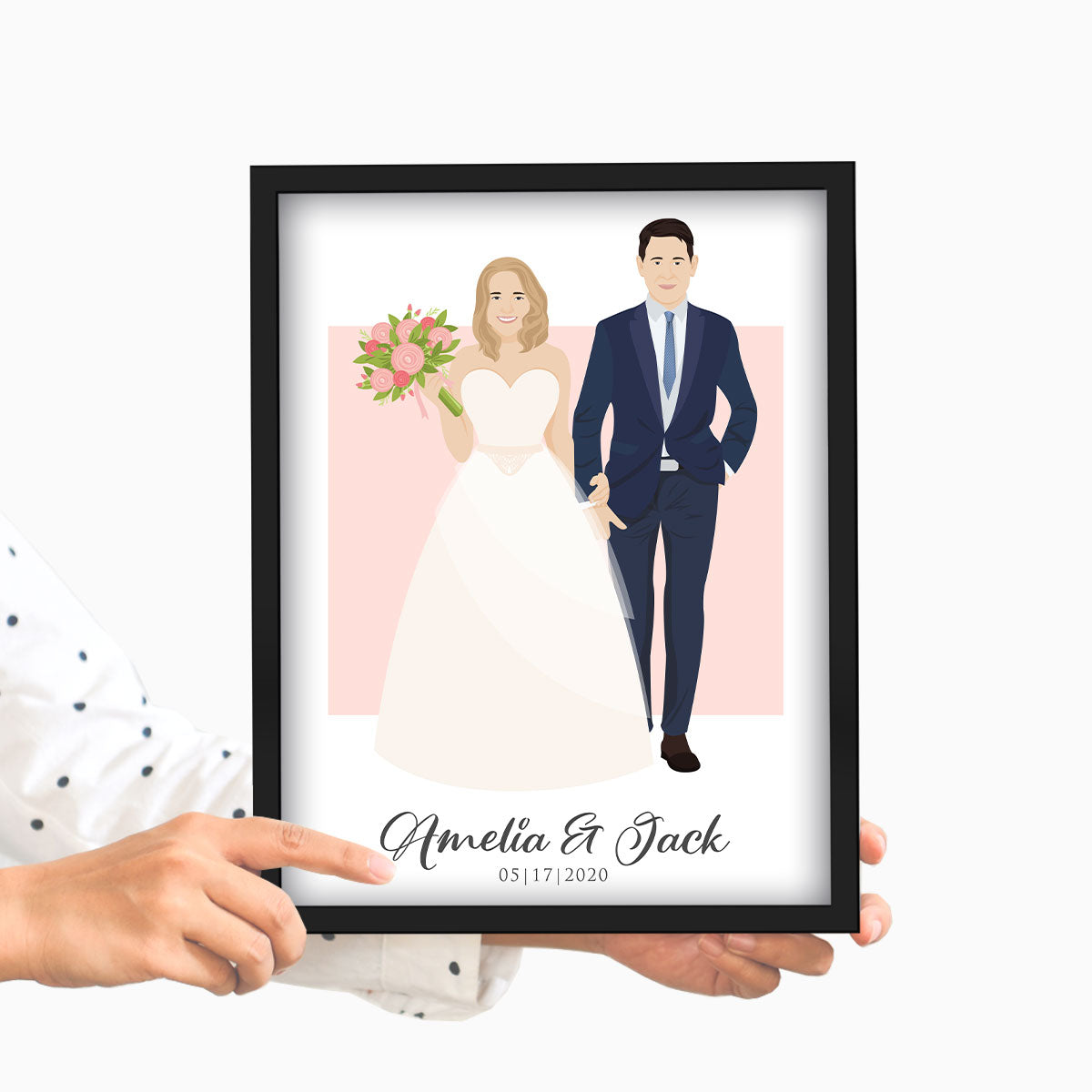 Personalized Wedding Couple Illustration Portrait - Luxtopaz