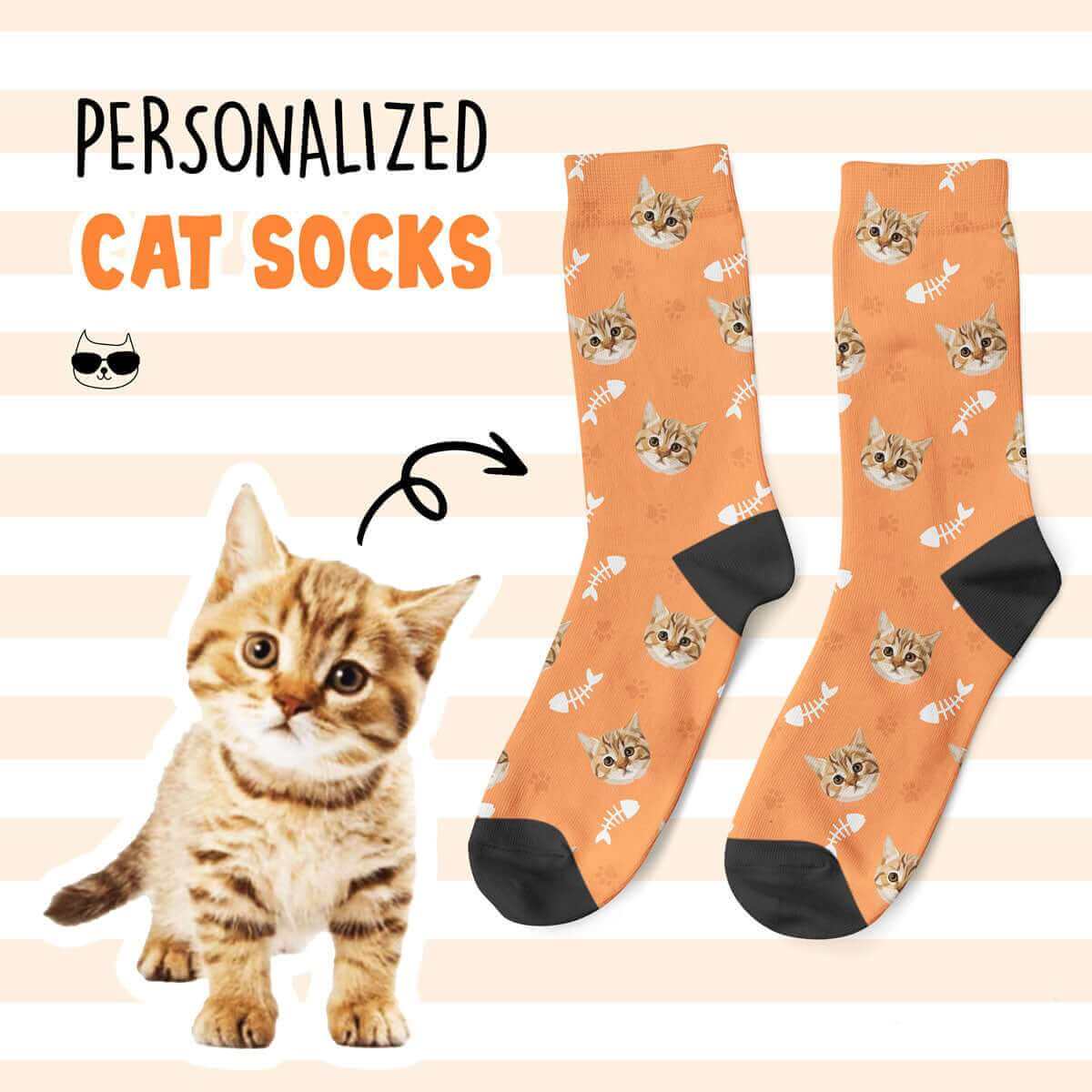 Personalized Cat Face Socks - Luxtopaz