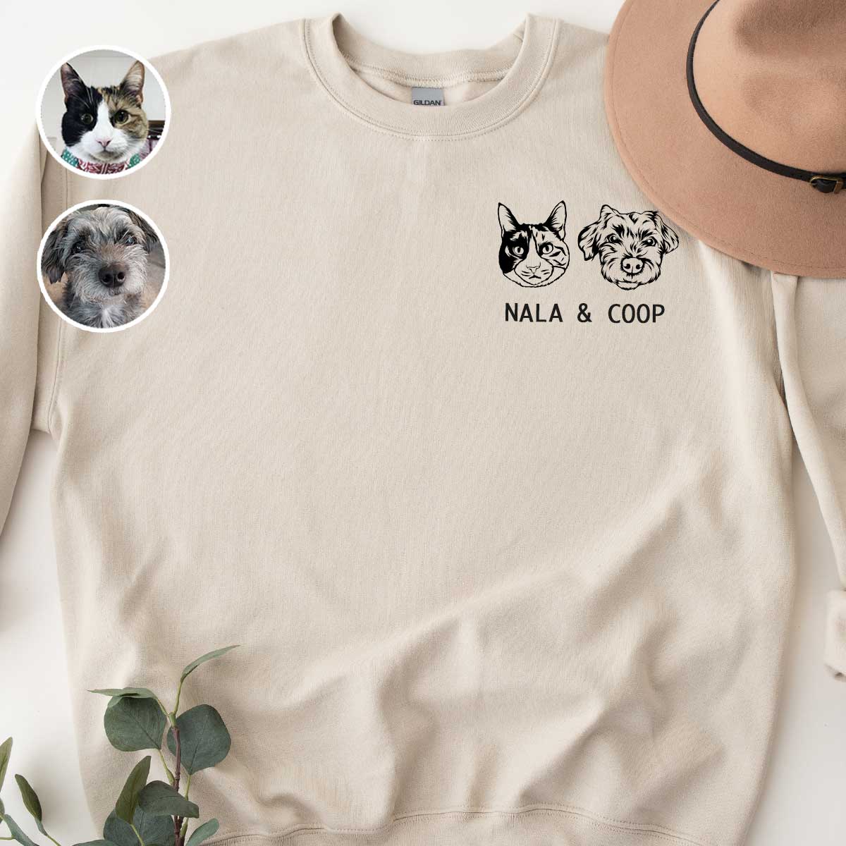 Custom Multiple Pet Sketch Sweatshirt - Luxtopaz