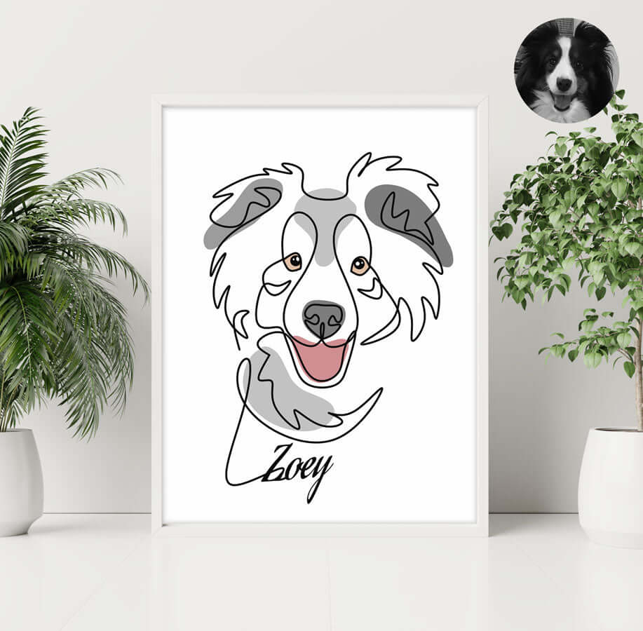 Minimalist Dog Line Drawing Portrait - Luxtopaz