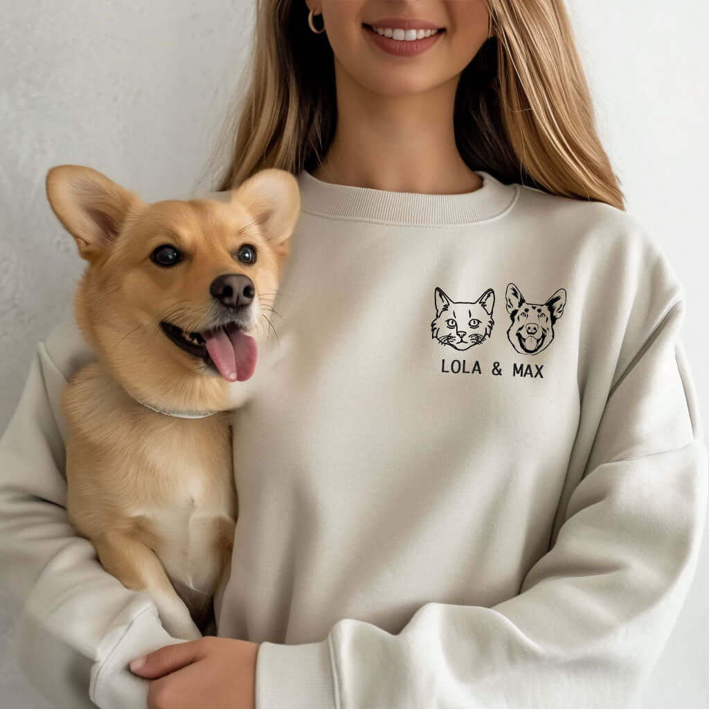 Custom Multiple Pet Sketch Sweatshirt - Luxtopaz