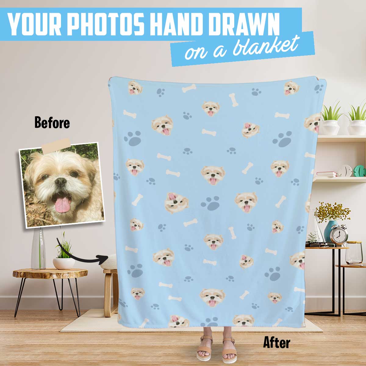 Customized Dog Photo Blanket - Luxtopaz